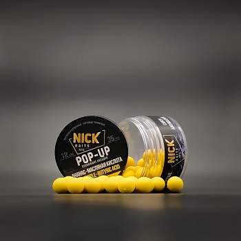 Насадка рыболовная NICK BAITS "POP-UP 12 мм" Ананас-Масляная кислота; банка 35 шт,