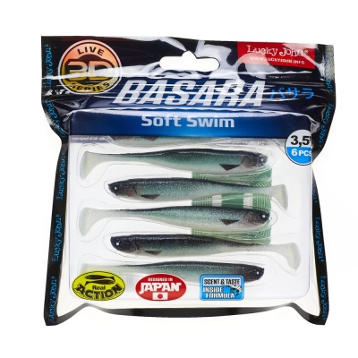Виброхвосты LJ Pro Series 3D BASARA SOFT SWIM 3.5in(08,89)/PG07 6шт.