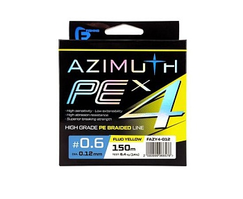 Шнур F-FISHING Azimuth PE X4 150м Fluo Yellow 0,12мм 6,4кг/14lb