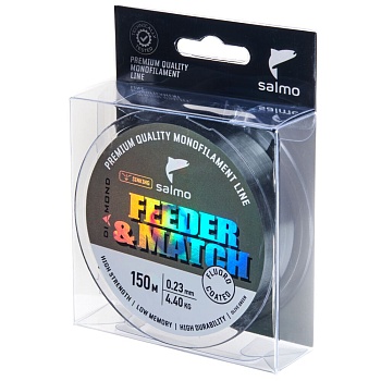 Леска моно. Salmo Diamond FEEDER & MATCH FLUORO COATED Grey 150/023