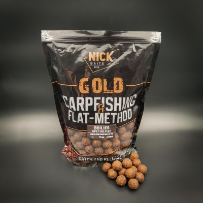 Прикормка рыболовная бойлы NICK BAITS GOLD "SPECIALFISH 20 мм" Индийские специи-Кальмар; пачка 1 кг,