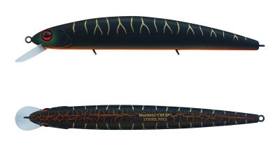 Воблер Strike Pro Montero 130SP, 20,6 гр, 1,0-2,0м, A208S Black Mat Tiger