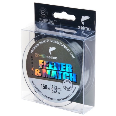 Леска моно. Salmo Diamond FEEDER & MATCH FLUORO COATED Grey 150/023