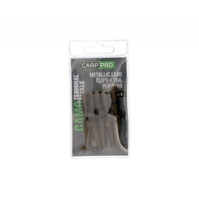Безопасная клипса c фиксатором CARP PRO Metallic Lead Clips + Tail Rubbers Camo