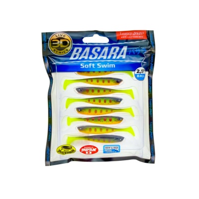 Виброхвосты LJ Pro Series 3D BASARA SOFT SWIM 2.5in(06.35)/PG01 8шт.