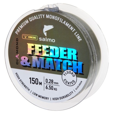 Леска моно. Salmo Diamond FEEDER & MATCH FLUORO COATED Grey 150/023