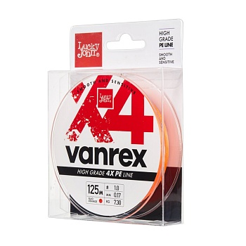 Шнур плет. Lucky John Vanrex х4 BRAID Fluo Orange 125/017