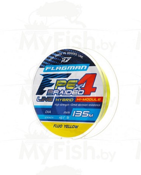 Шнур FLAGMAN PE Hybrid F4 135m FluoYellow 0,06mm. 2,7кг/6lb