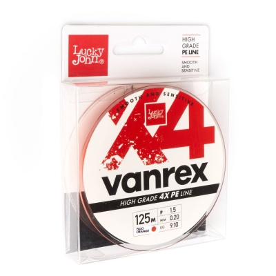 Шнур плет. Lucky John Vanrex х4 BRAID Fluo Orange 125/020