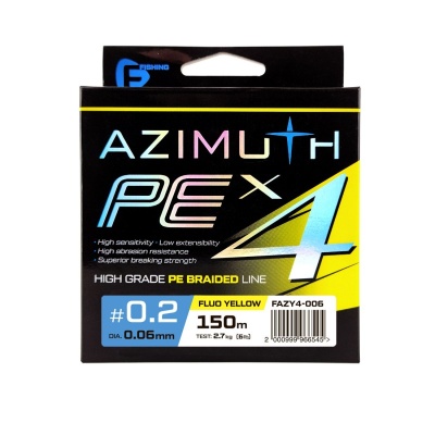 Шнур F-FISHING Azimuth PE X4 150м Fluo Yellow 0,06мм 2,7кг/6lb