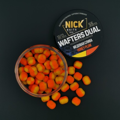 Насадка рыболовная NICK BAITS "WAFTERS DUAL 10/12 мм" Медовая слива; банка 55 шт,