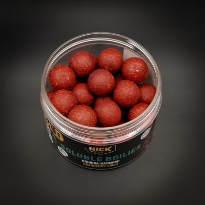 Насадка рыболовная NICK BAITS GOLD "SOLUBLE 20 мм" Клюква-Кальмар; банка 35 шт,